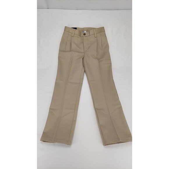 Chaps NEW Khaki Boys Approved Schoolwear Pleated Pockets Regular Size 7x - Picture 3 of 7